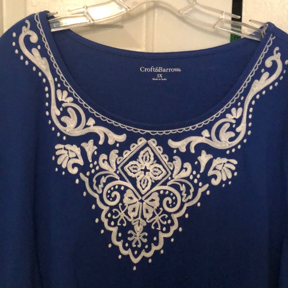 Blue short sleeve blouse. - Picture 2 of 3